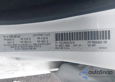 2016 Chrysler 200 Limited from USA, damaged, VIN 1C3CCCAB2GN129140
